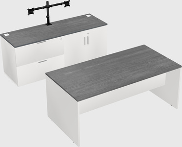 Parallel desk with credenza