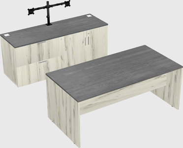 Parallel desk with credenza
