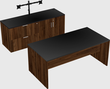 Parallel desk with credenza
