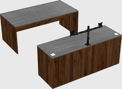 Parallel desk with credenza
