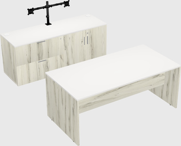 Parallel desk with credenza