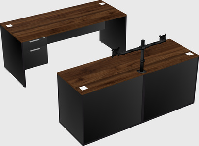 Parallel desk with credenza