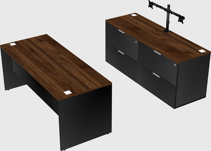 Parallel desk with credenza