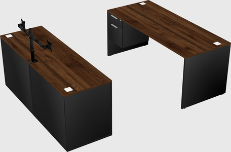 Parallel desk with credenza
