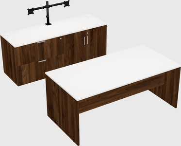 Parallel desk with credenza