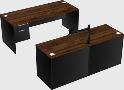 Parallel desk with credenza