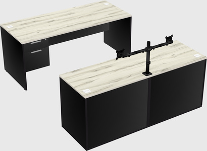 Parallel desk with credenza