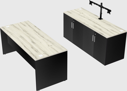 Parallel desk with credenza