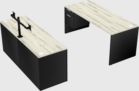 Parallel desk with credenza