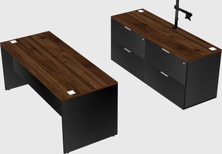 Parallel desk with credenza