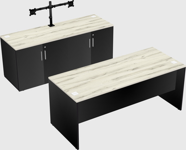 Parallel desk with credenza