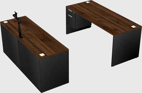 Parallel desk with credenza