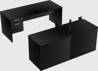 Parallel desk with credenza