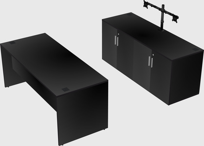 Parallel desk with credenza