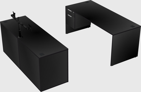 Parallel desk with credenza