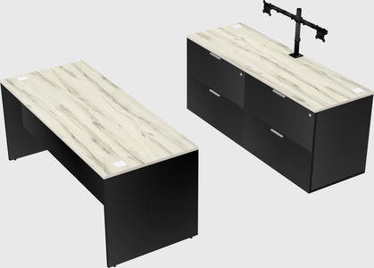 Parallel desk with credenza