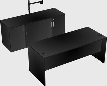 Parallel desk with credenza