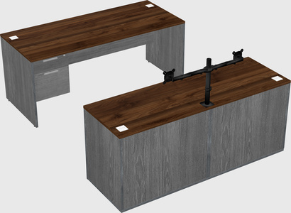 Parallel desk with credenza