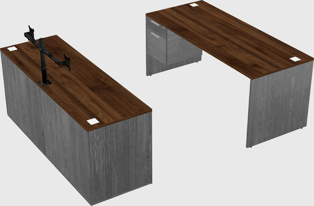 Parallel desk with credenza