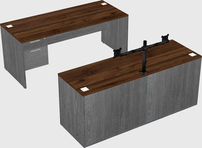 Parallel desk with credenza