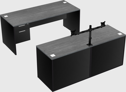 Parallel desk with credenza
