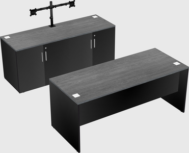 Parallel desk with credenza