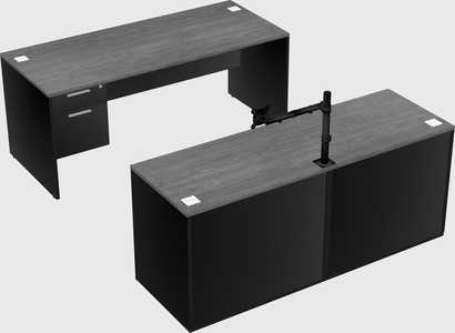 Parallel desk with credenza