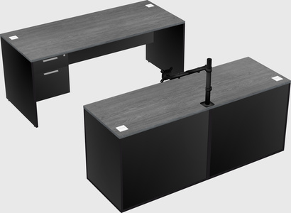 Parallel desk with credenza