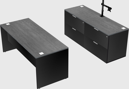 Parallel desk with credenza