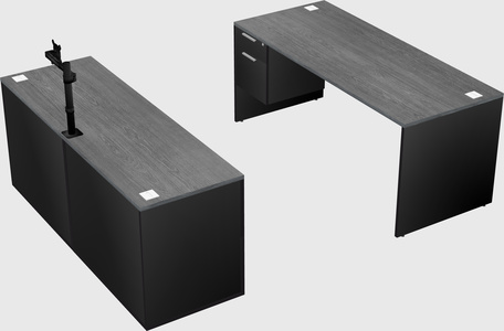 Parallel desk with credenza