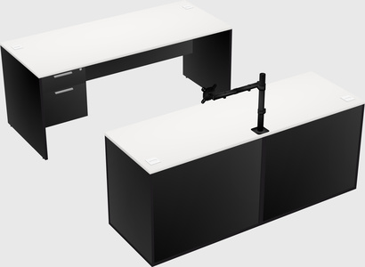 Parallel desk with credenza
