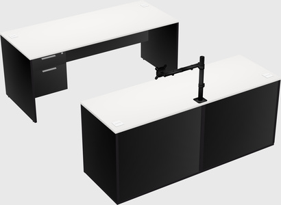 Parallel desk with credenza