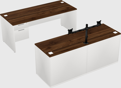 Parallel desk with credenza