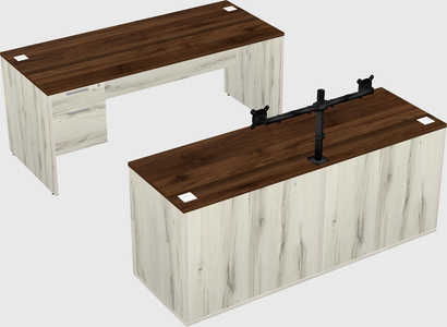 Parallel desk with credenza
