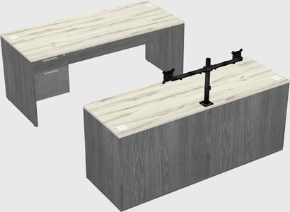 Parallel desk with credenza