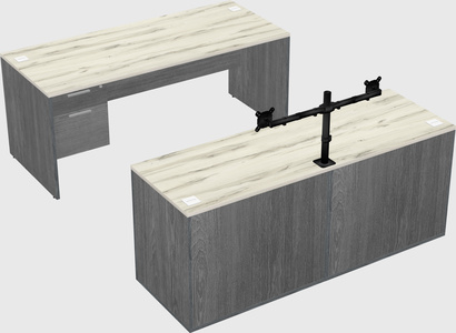 Parallel desk with credenza