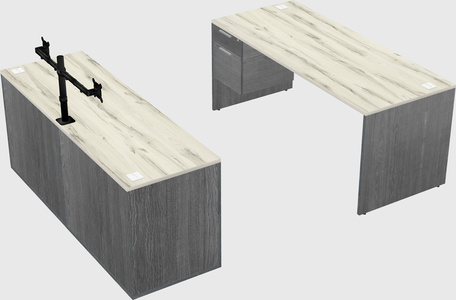 Parallel desk with credenza