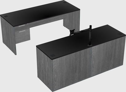 Parallel desk with credenza