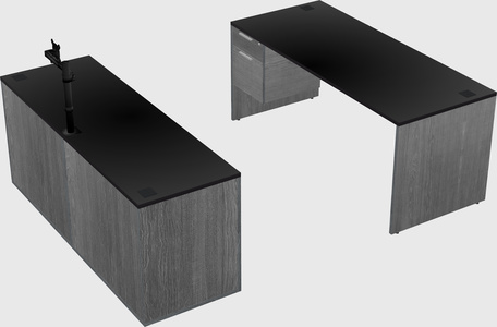 Parallel desk with credenza