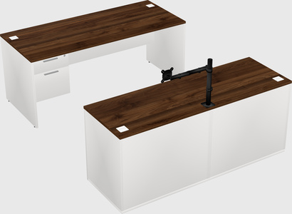 Parallel desk with credenza