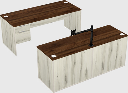 Parallel desk with credenza