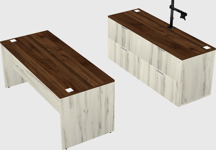 Parallel desk with credenza