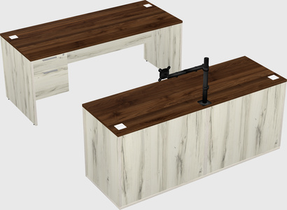 Parallel desk with credenza