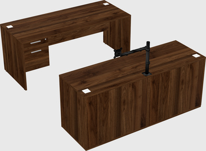 Parallel desk with credenza