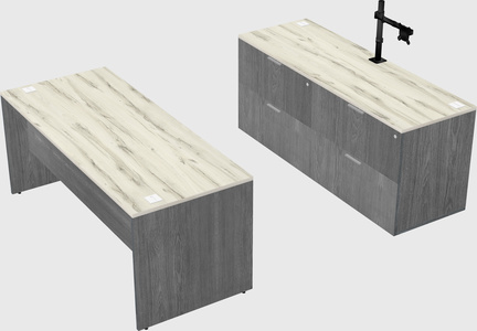 Parallel desk with credenza