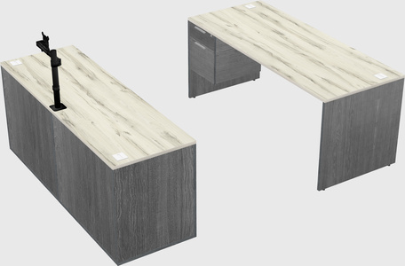 Parallel desk with credenza