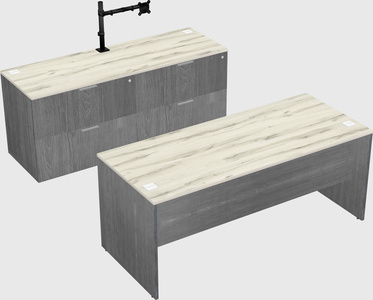 Parallel desk with credenza