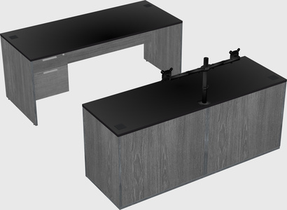Parallel desk with credenza