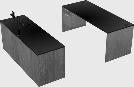 Parallel desk with credenza