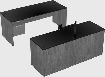 Parallel desk with credenza